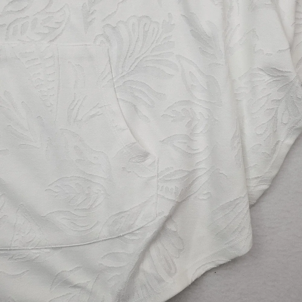 Lilly Pulitzer Robbins Poncho Womens Large White Jungle Leaf Jacquard Hooded